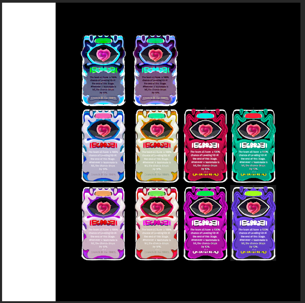 Multiple card color variations showing the visual system